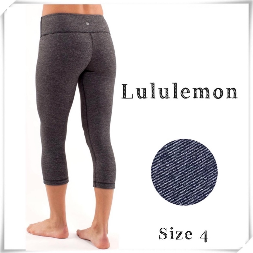 LULULEMON Wunder under Space Stripe Cropped Tights in Charcoal Gray Size 4
